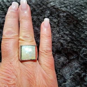Lia Sophia mother of pearl ring, size 8